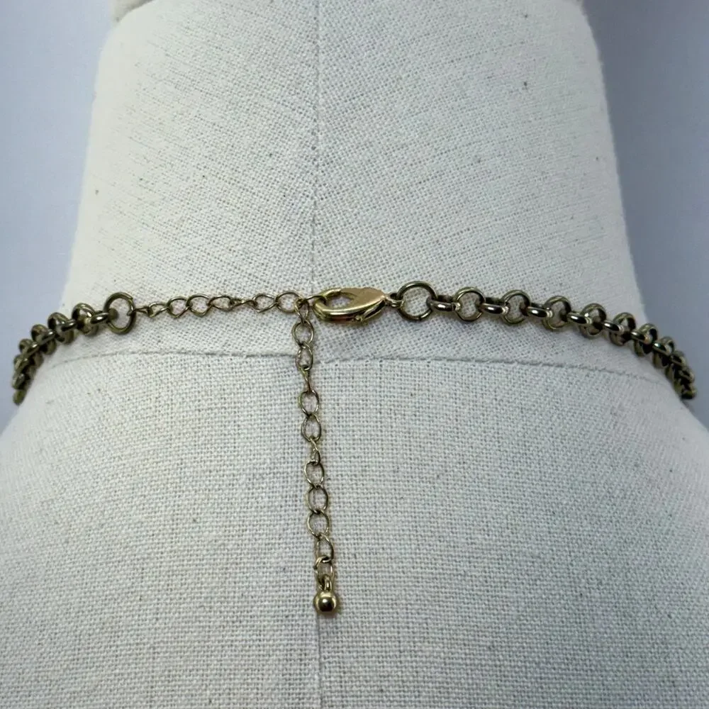 Gold Silver Crystal Cluster Statement Necklace Adjustable 18-21